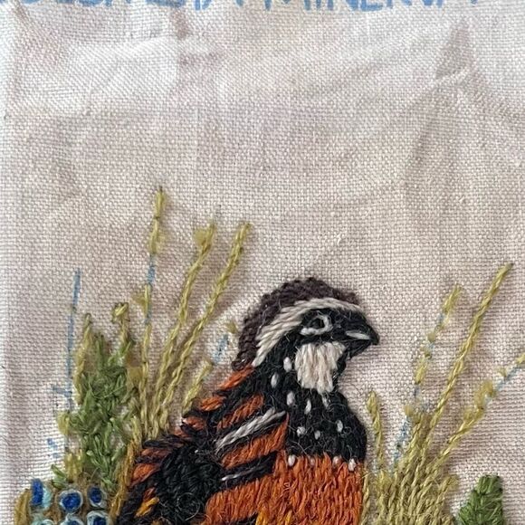 1973 Creative Crewel Mini Quails Erica Wilson  Columbia Minerva Framed Matted - Picture 7 of 7